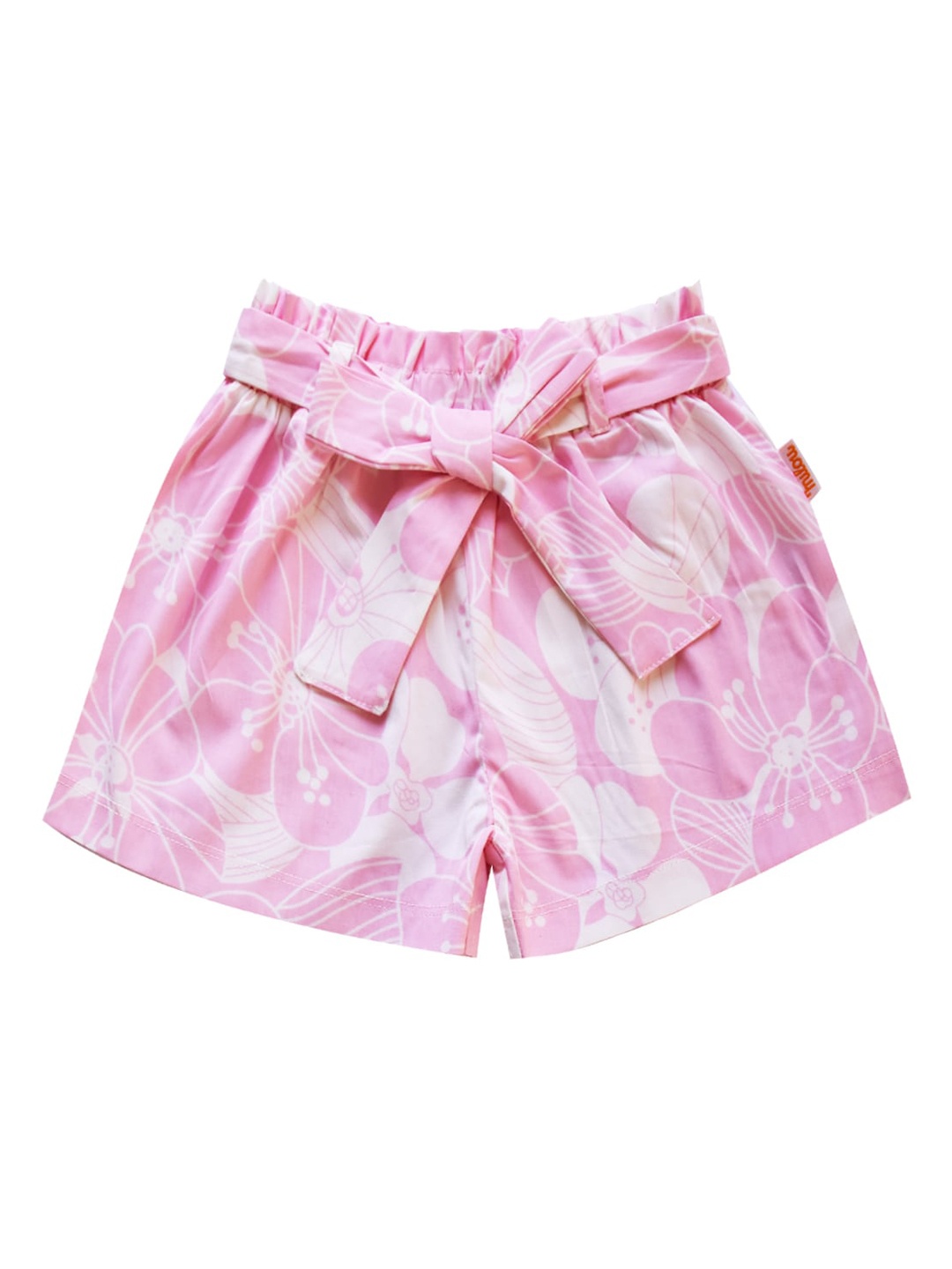 

milou Girls Floral Printed Regular Fit Pure Cotton Shorts, Pink