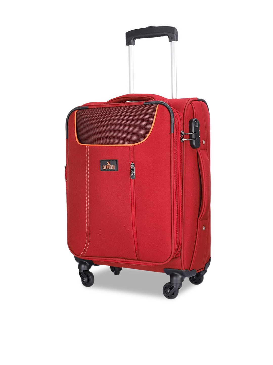 

THE CLOWNFISH Abraham Soft Case Expandable Capacity Medium Trolley Suitcase, Red