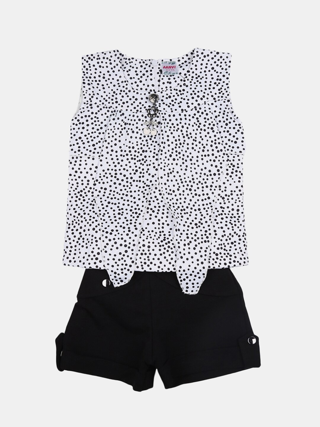 

V-Mart Infant Girls Printed Cotton Top with Shorts, White