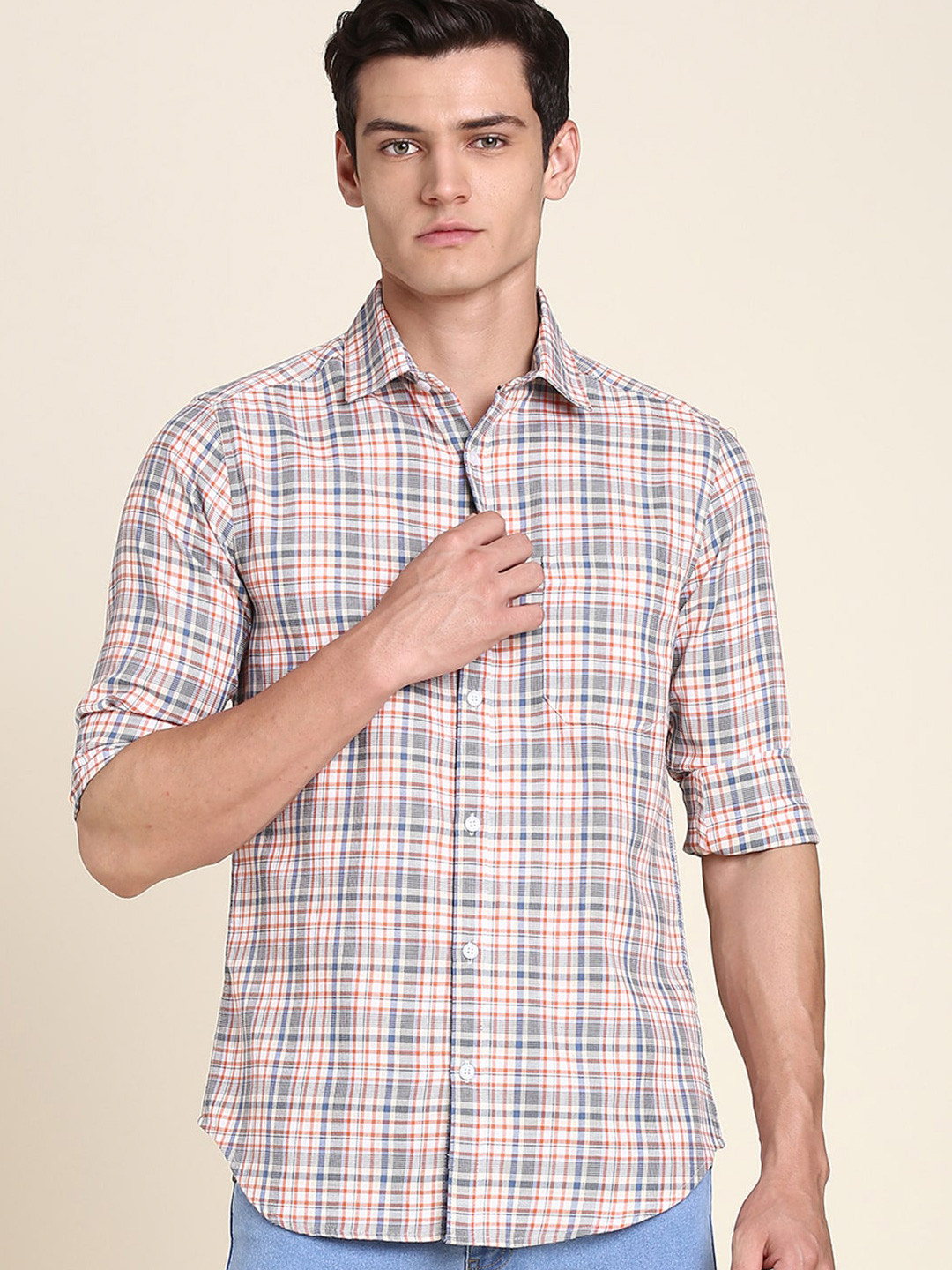 

Dennis Lingo Tartan Checks Slim Fit Cotton Casual Shirt, Multi