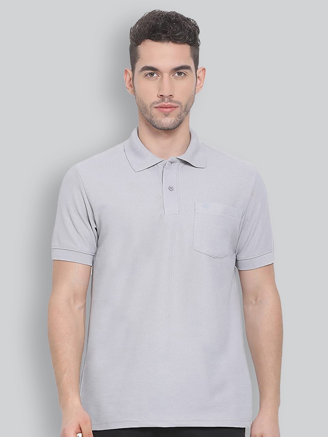 

LUX NITRO Polo Collar Anti Odour Pure Cotton T-shirt, Grey melange