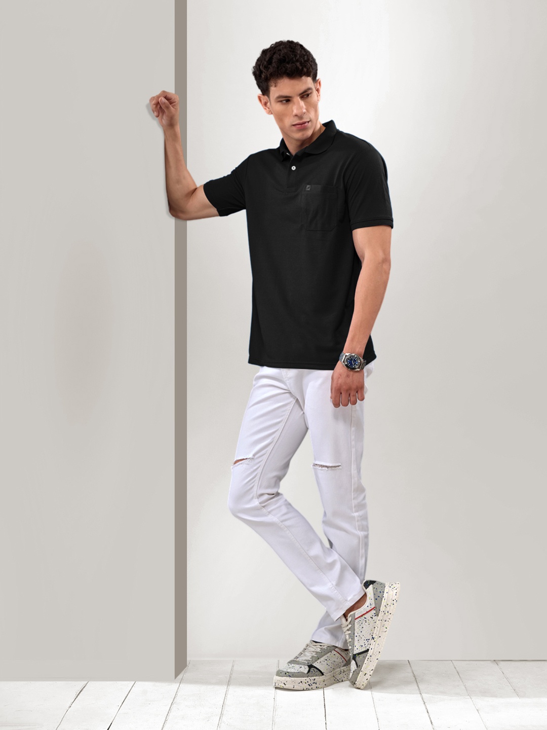 

LUX NITRO Polo Collar Anti Odour T-shirt, Black