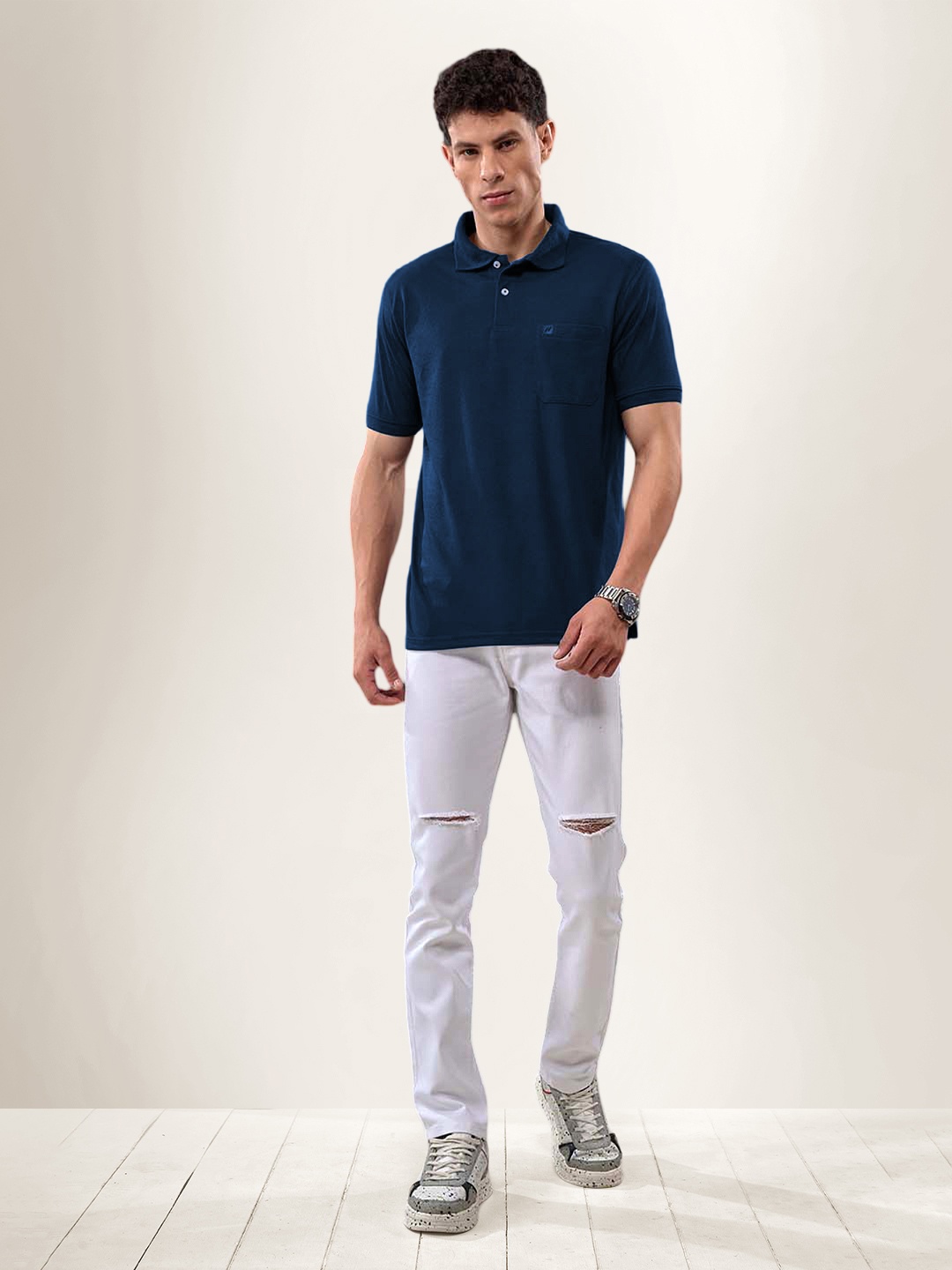 

LUX NITRO Polo Collar Anti Odour T-shirt, Navy blue