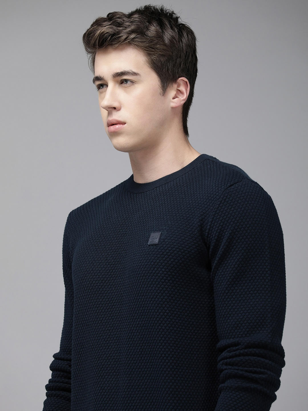 

THE BEAR HOUSE Pure Cotton Applique Slim Fit T-shirt, Navy blue