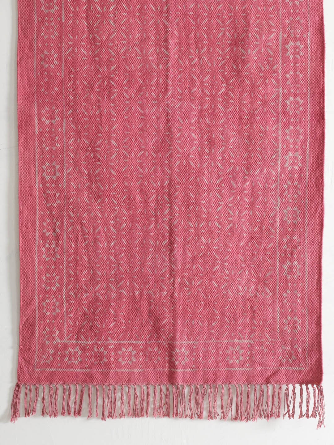 

HANDICRAFT PALACE Pink & White Ethnic Motif Printed Rectangular Cotton Carpet