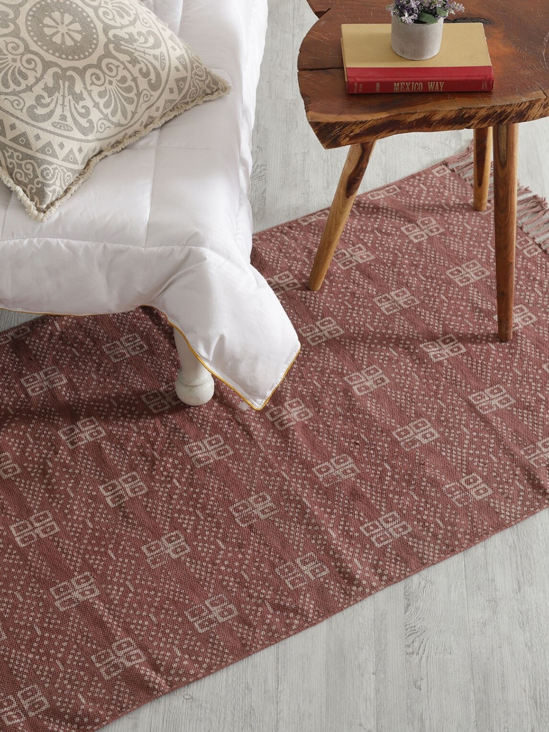 

HANDICRAFT PALACE Rust-Brown Printed Rectangular Cotton Carpet