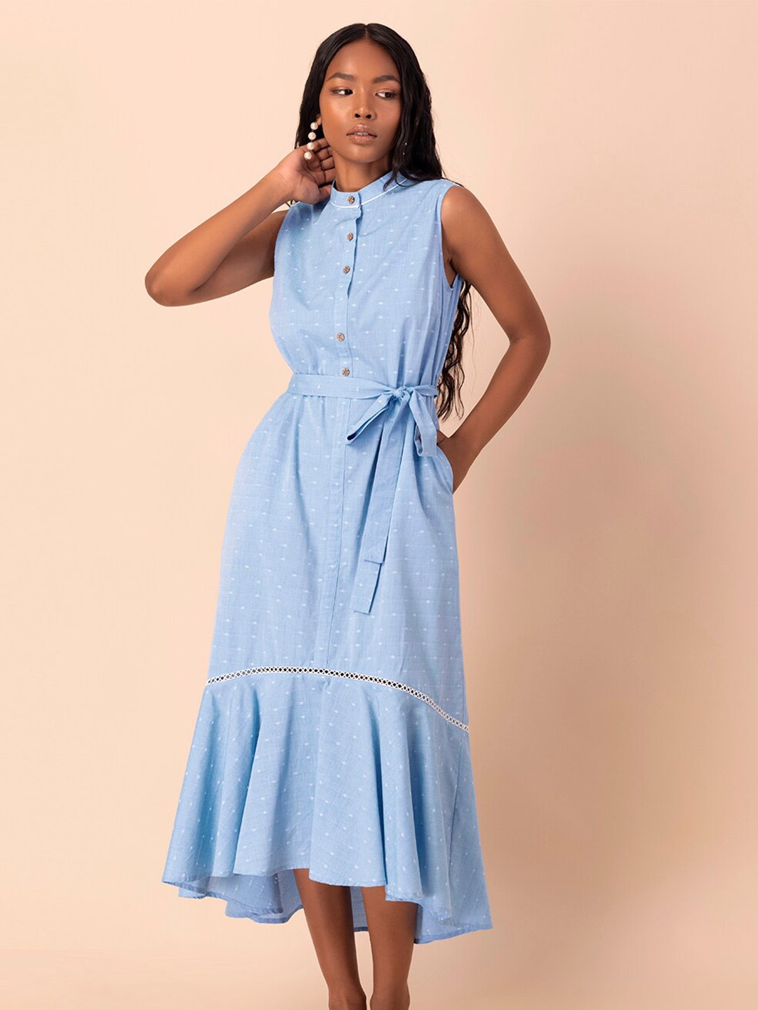 

INDYA Cotton Shirt Dress, Blue
