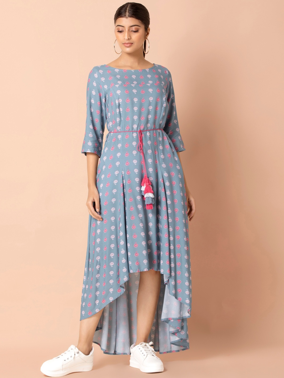 

INDYA Ethnic Motifs Print A-Line Maxi Dress, Blue