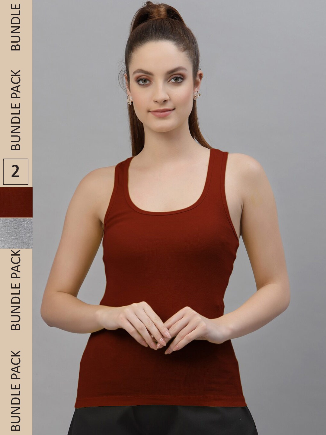 

Friskers Pack Of 2 Scoop Neck Cotton Tank Top, Maroon