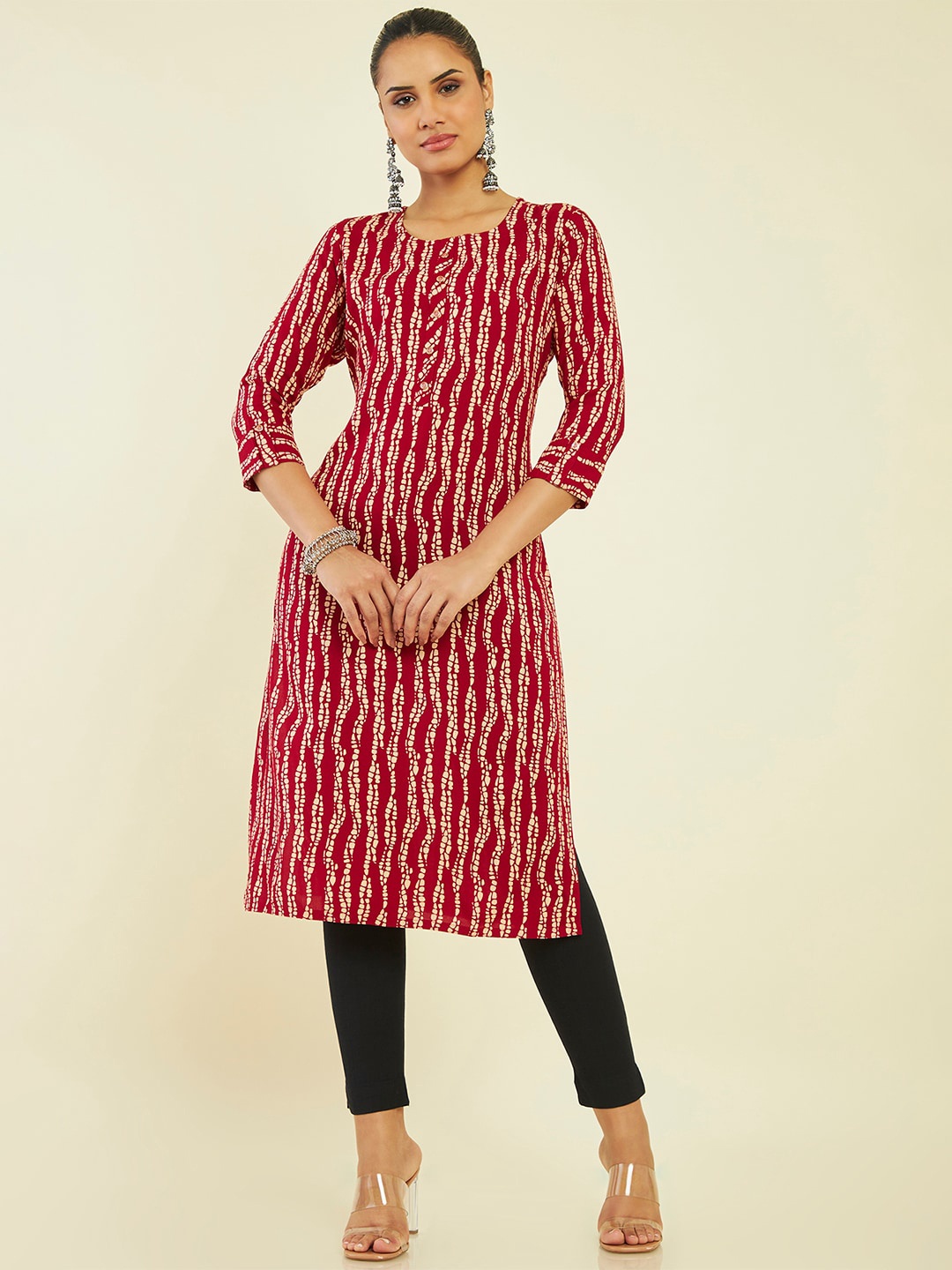 

Soch Abstract Printed Round Neck Kurta, Maroon