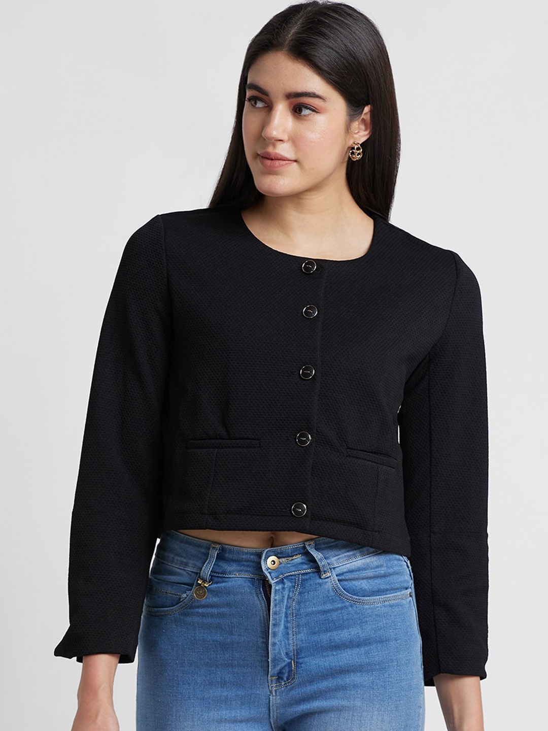 

Globus Women Lightweight Crop Tailored Jacket, Black
