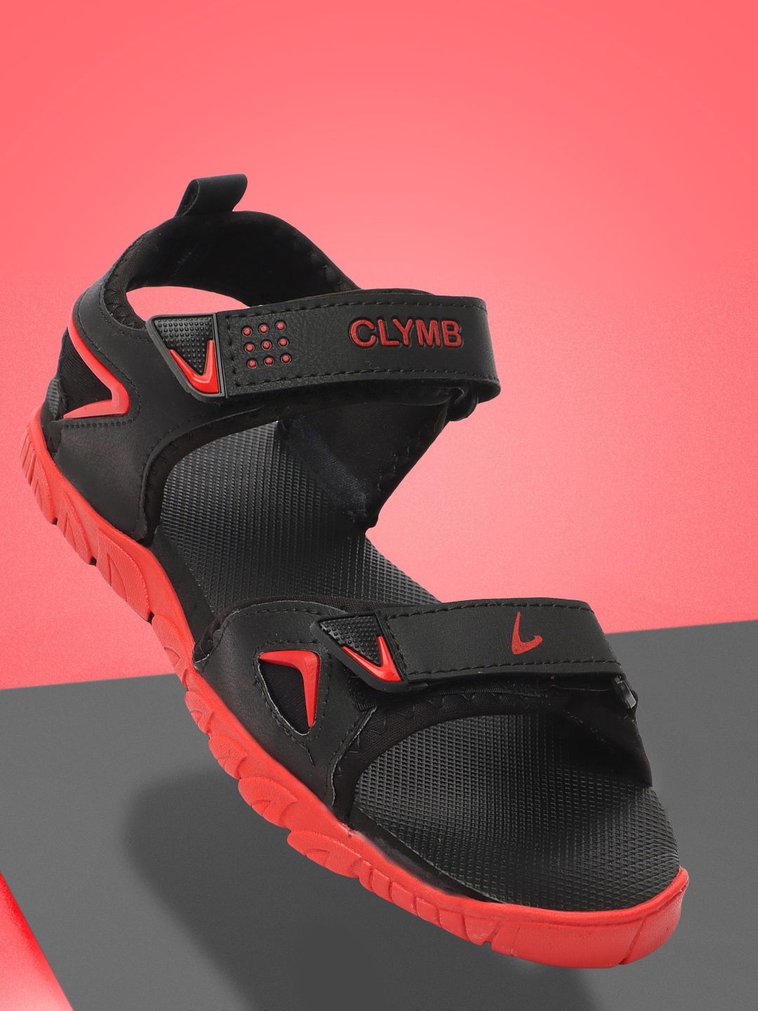 

CLYMB Men Velcro Sports Sandals, Red