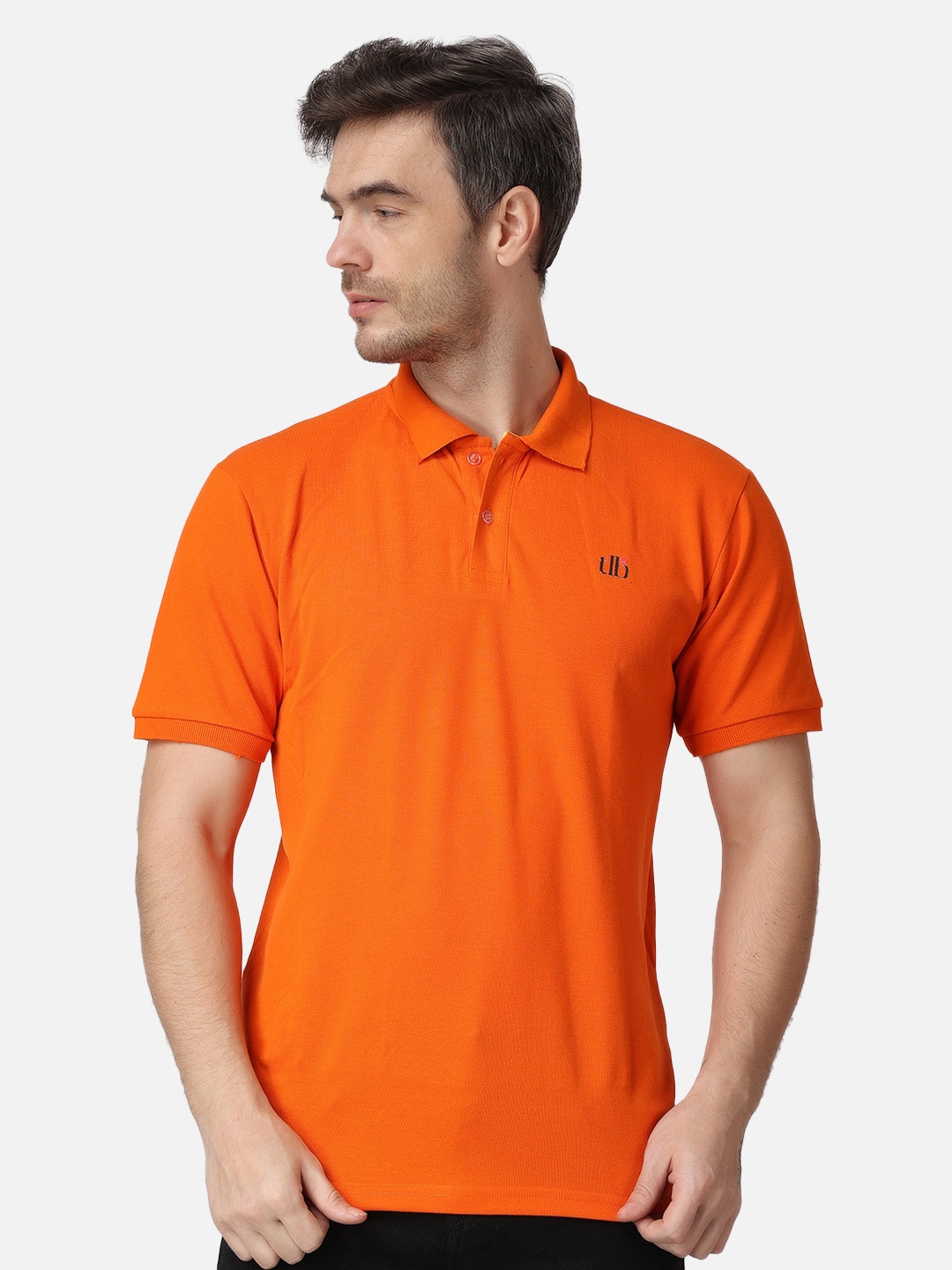 

The Label Bar Polo Collar Cotton T-shirt, Orange