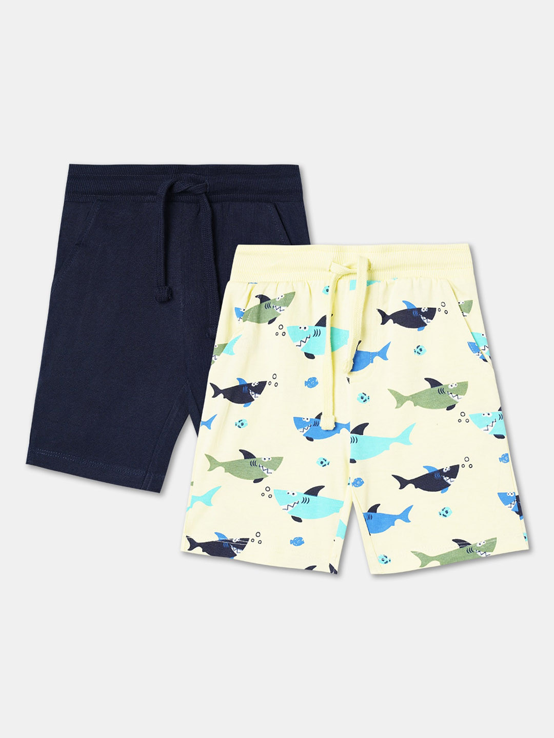 

R&B Boys Pack Of 2 Printed Regular Fit Cotton Shorts, Cream