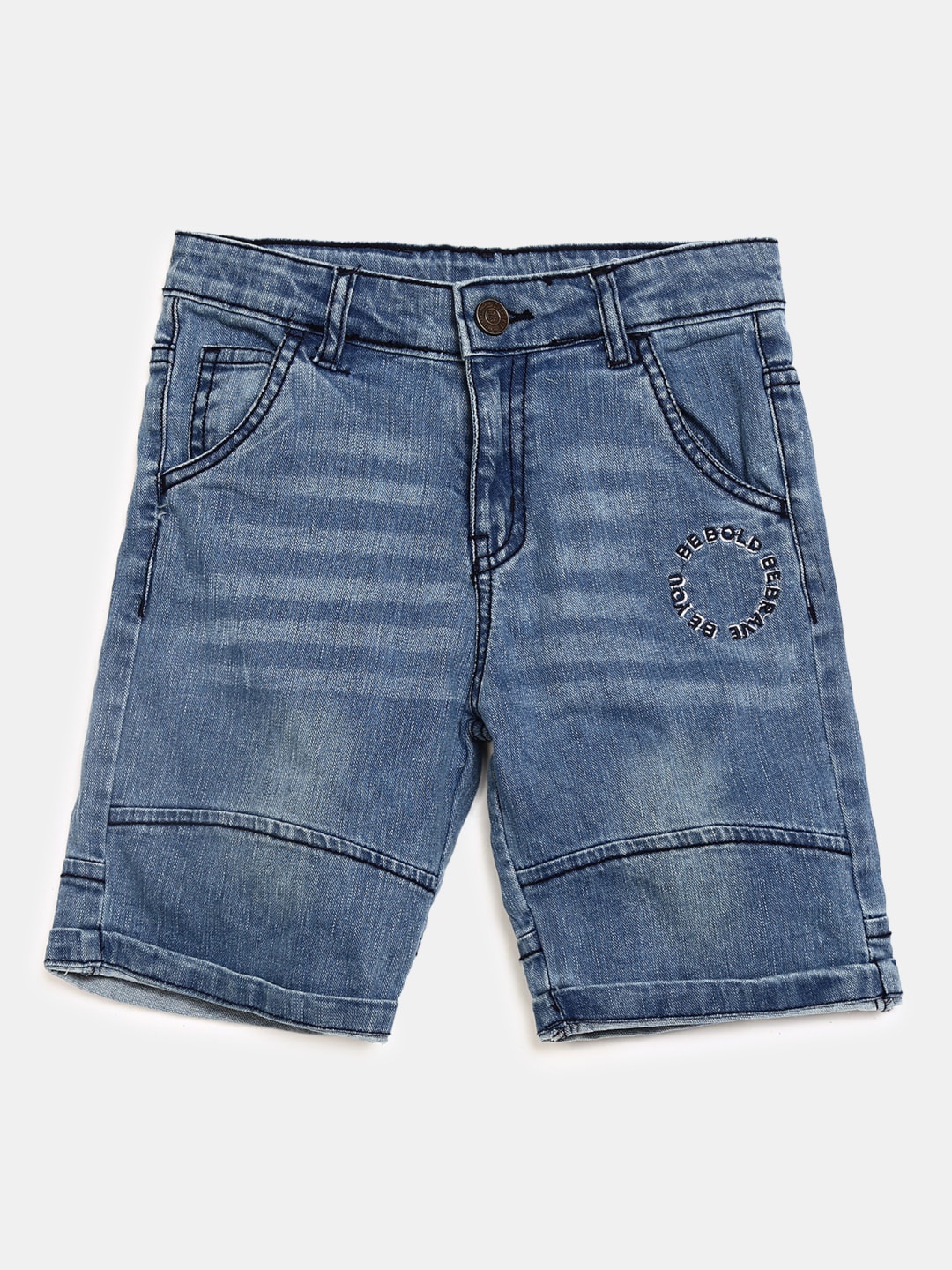 

V-Mart Boys Washed Regular Fit Denim Shorts, Blue