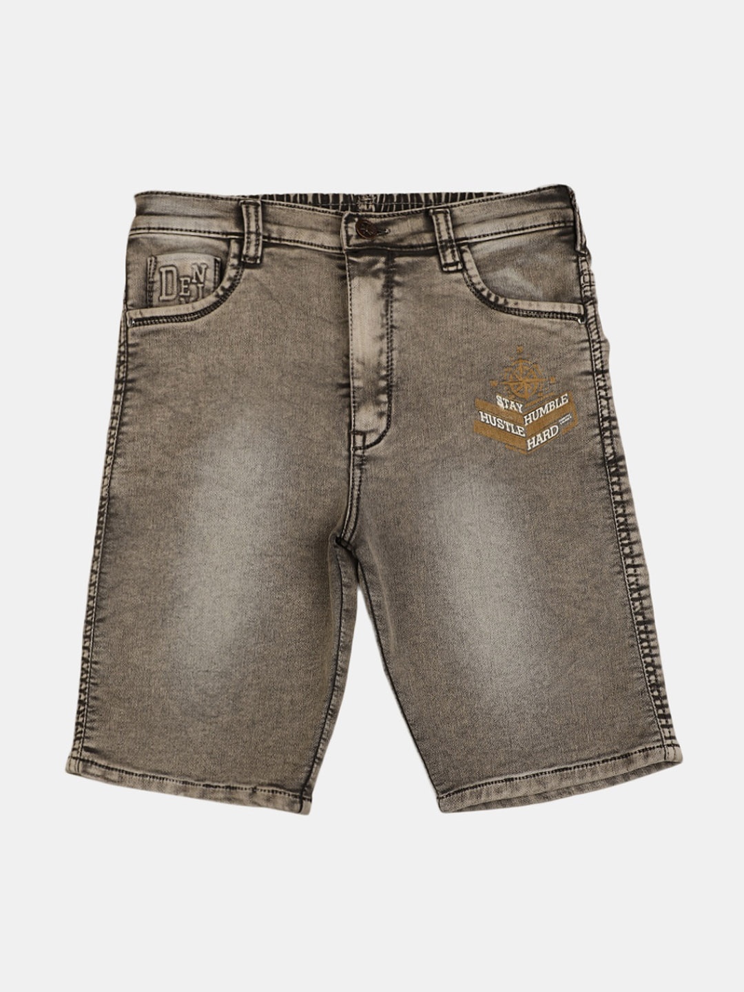 

V-Mart Boys Washed Regular Fit Cotton Denim Shorts, Brown