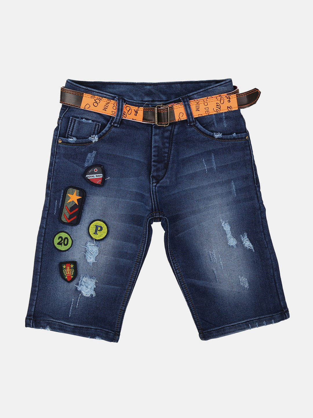 

V-Mart Boys Regular Fit Washed Cotton Denim Shorts, Navy blue