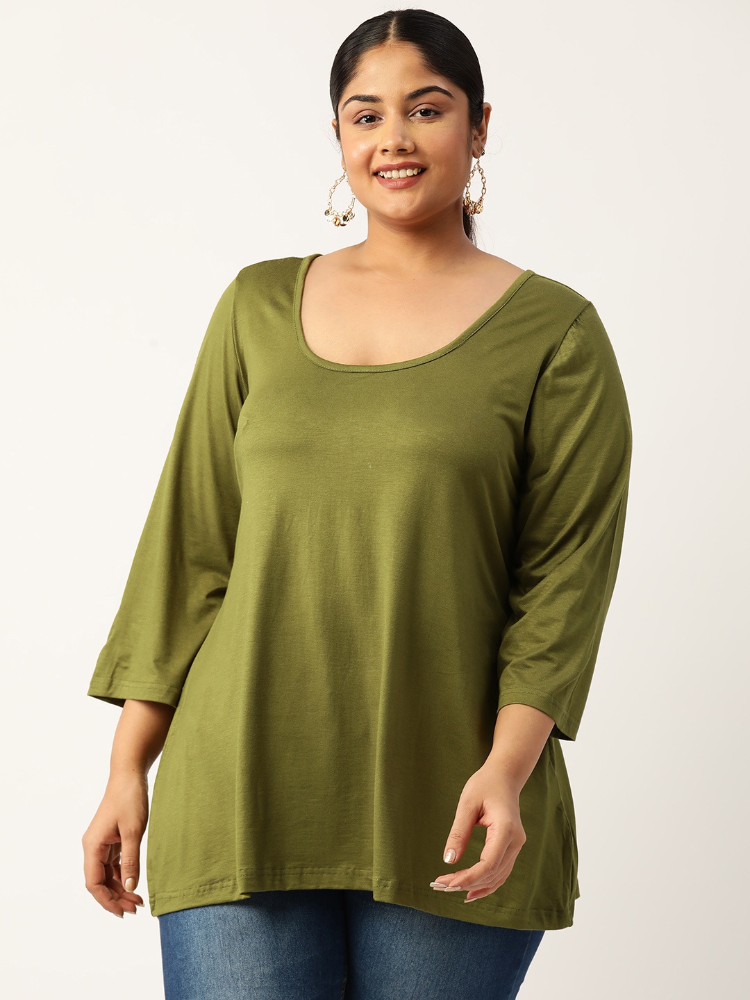 

theRebelinme Plus Size Knitted Longline Top With Tie-Ups Detail, Green