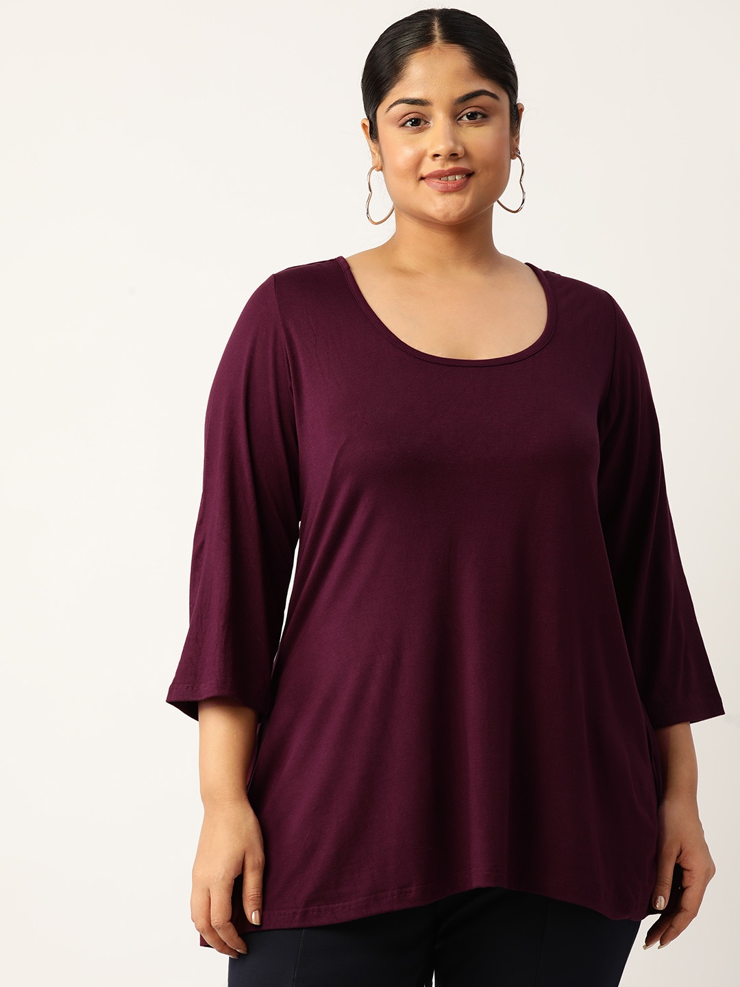 

theRebelinme Plus Size Knitted Longline Top With Tie-Ups Detail, Purple