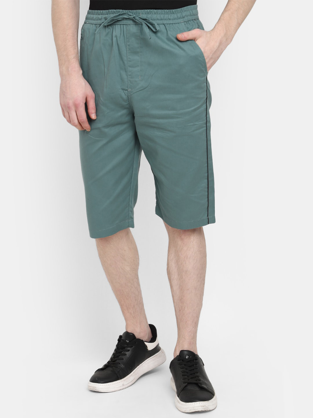 

V-Mart Men Mid-Rise Cotton Shorts, Sea green