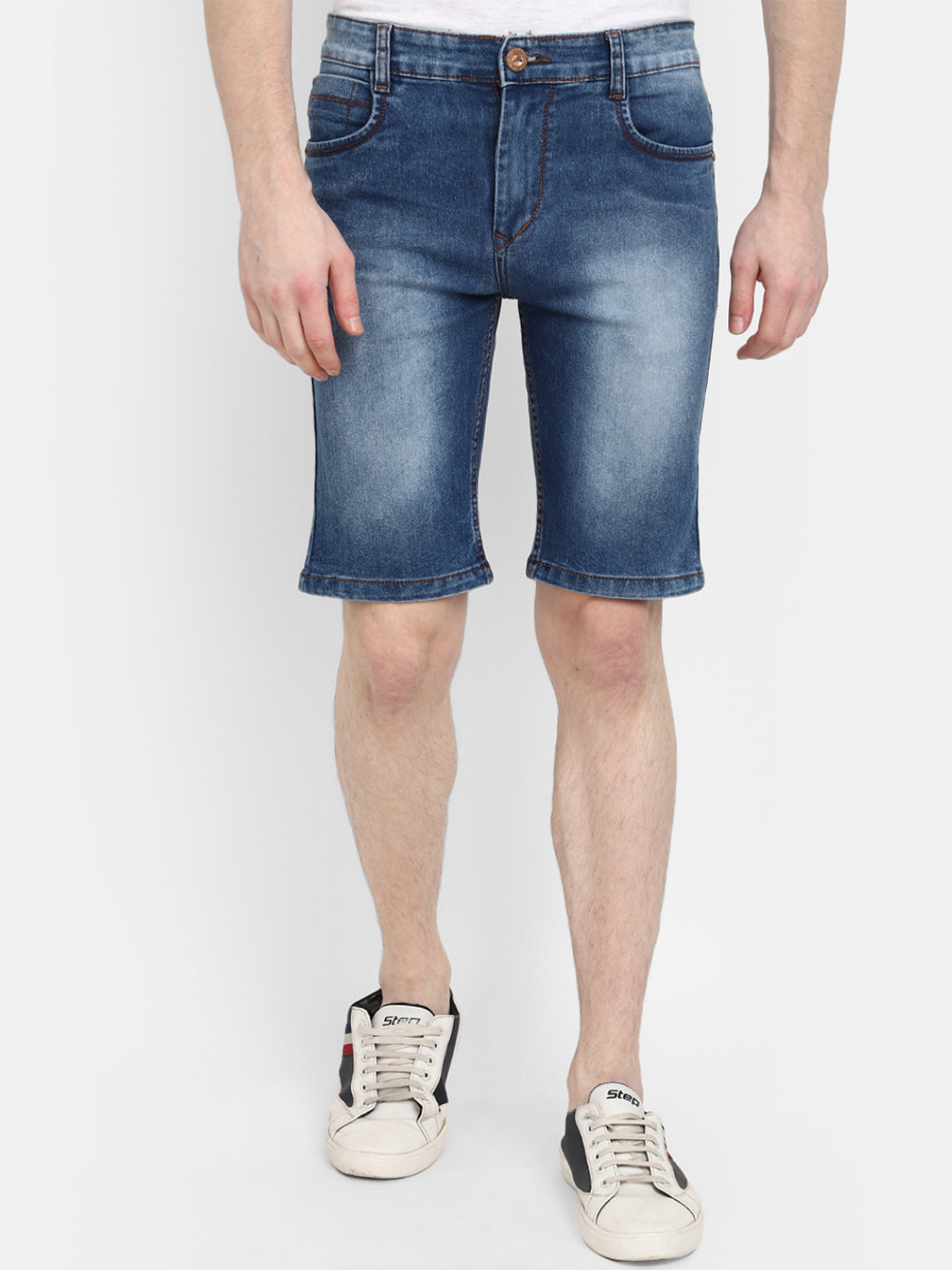 

V-Mart Men Washed Slim Fit Denim Shorts, Blue
