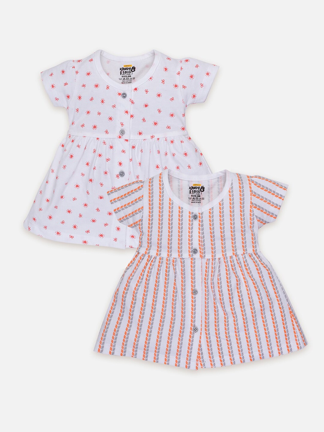 

AMUL Kandyfloss Girls Pack of 2 Polka Dot Print Fit & Flare Dress, White