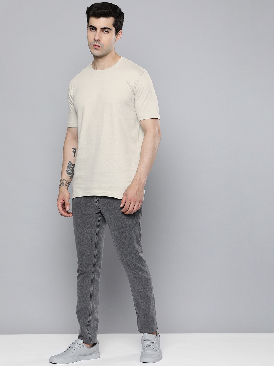 

ether Men Regular Fit T-shirt, Grey