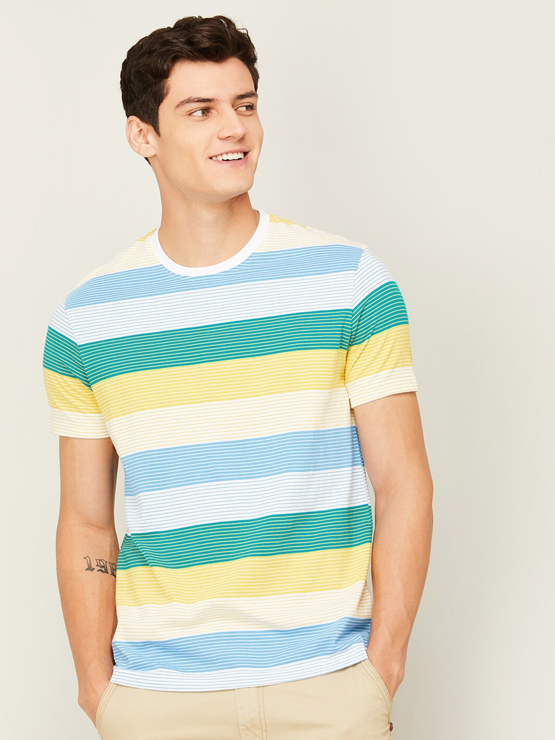 

BossiniStriped Striped Pure Cotton T-shirt, Blue