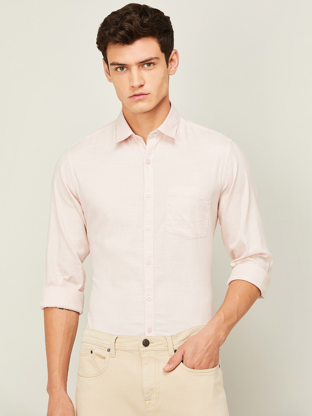 

CODE by Lifestyle Spread Collar Cotton Casual Shirt, Pink