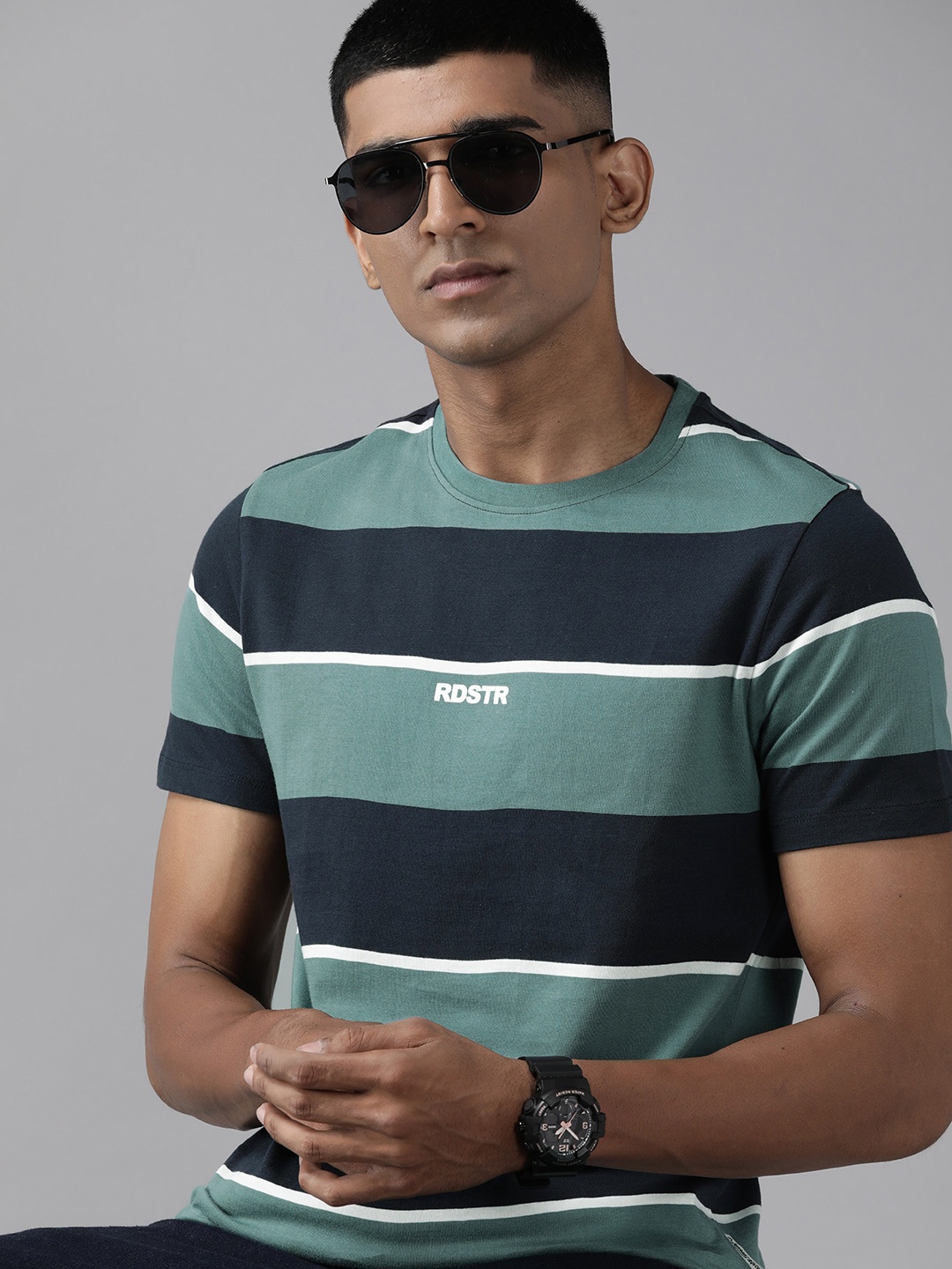 

Roadster Striped Cotton T-shirt, Green
