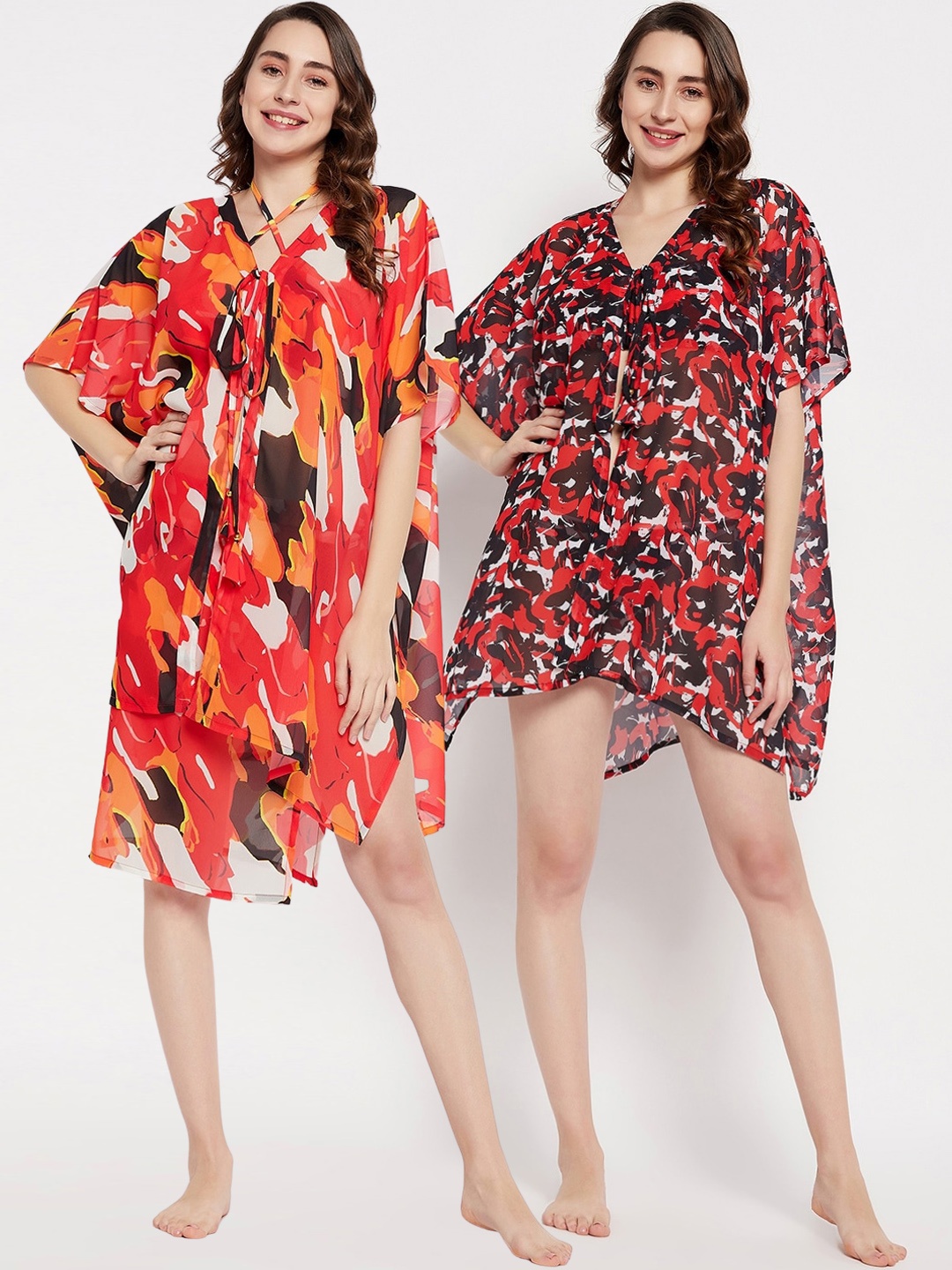 

SECRETS BY ZEROKAATA Assorted Set of 2 Printed Kaftan Women for Beach Wear