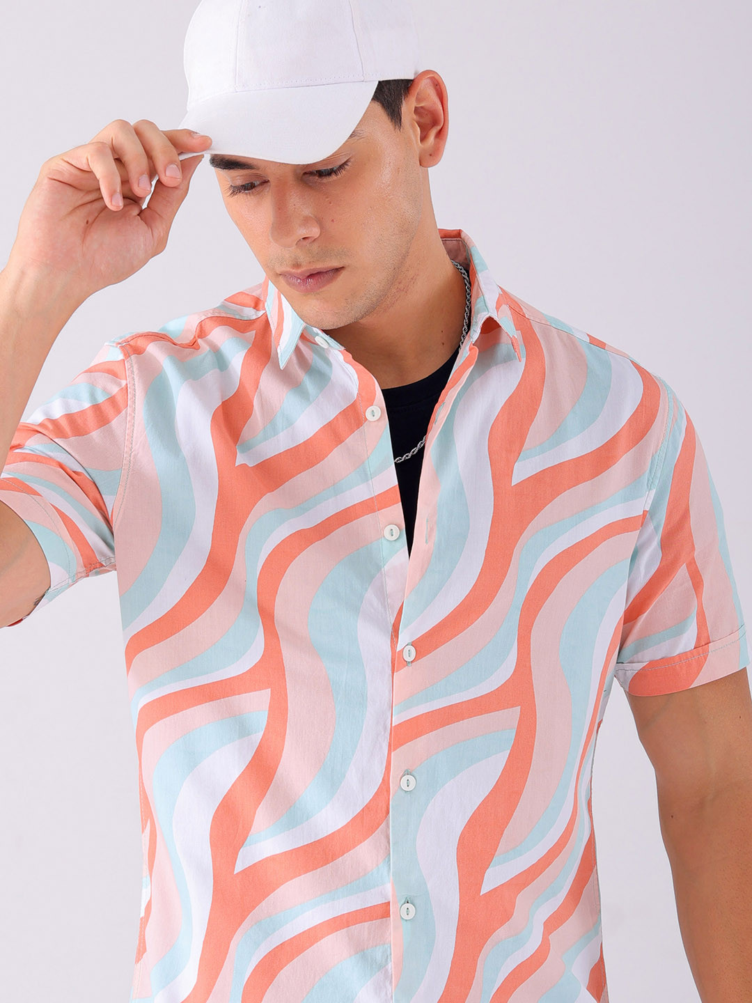 

The Indian Garage Co Men Slim Fit Abstract Printed Resortwear Shirt, Pink