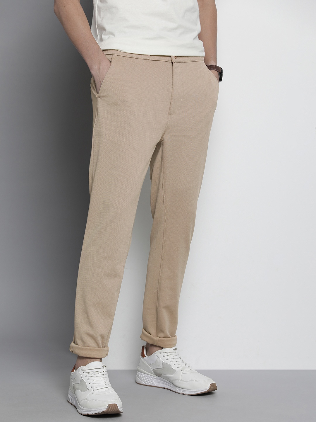 

The Indian Garage Co Slim Fit Chinos Trousers, Khaki