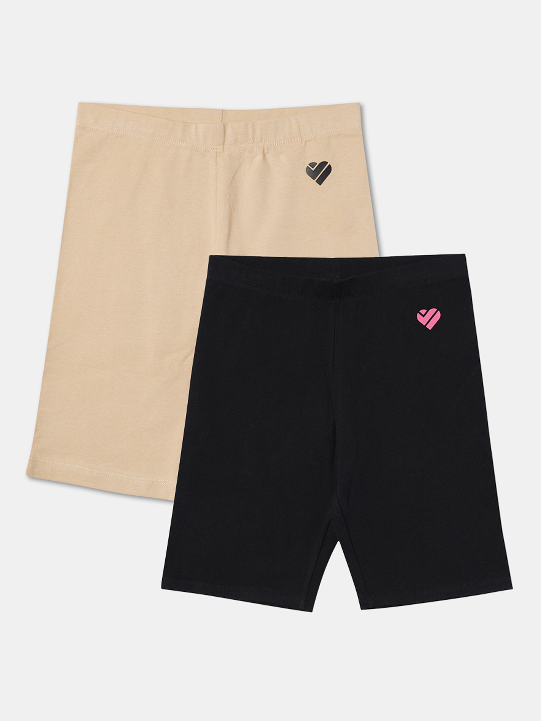 

R&B Girls Pack of 2 Mid-Rise Cotton Shorts, Nude