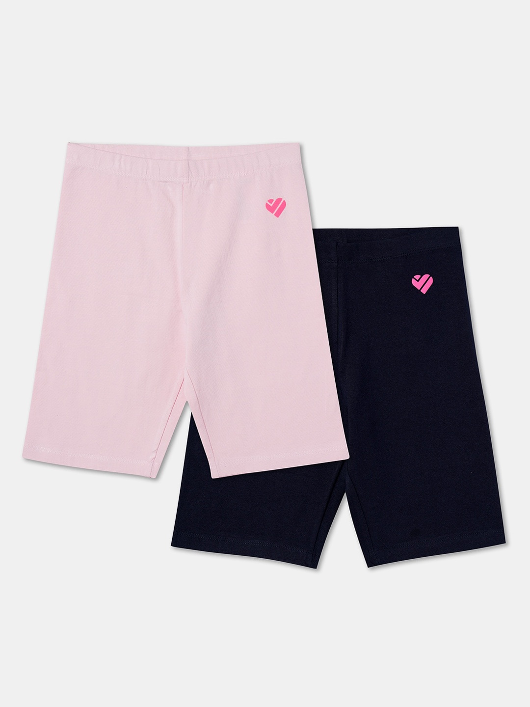 

R&B Girls Pack of 2 Mid-Rise Cotton Shorts, Pink