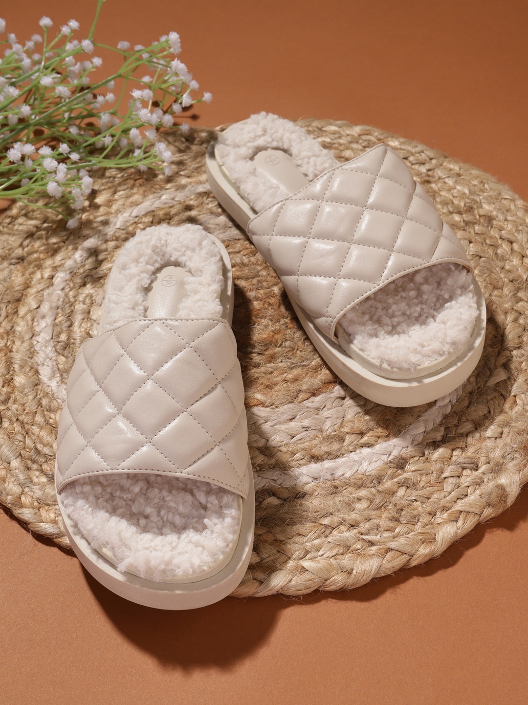 

Truffle Collection Women Open Toe Slip On Flats, White