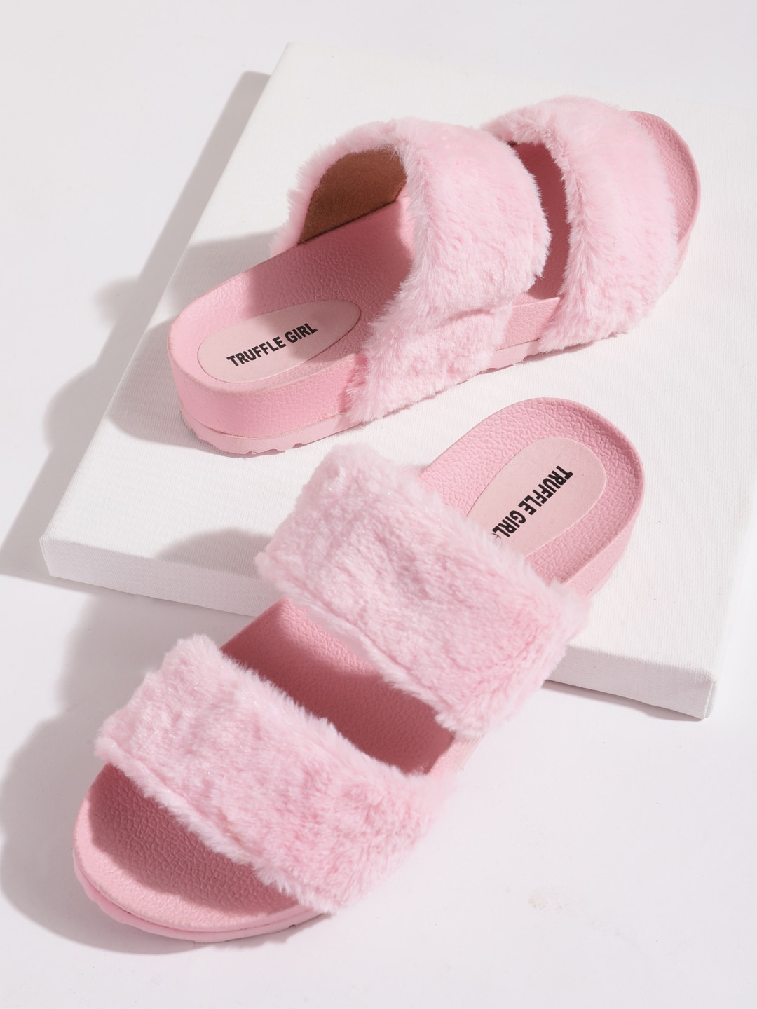 

Truffle Collection Women Open Toe Slip On Flats, Pink
