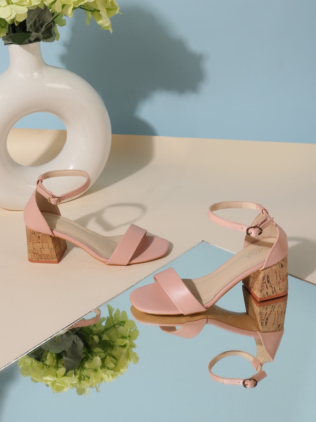 

Truffle Collection Ankle Looped Block Heels, Pink