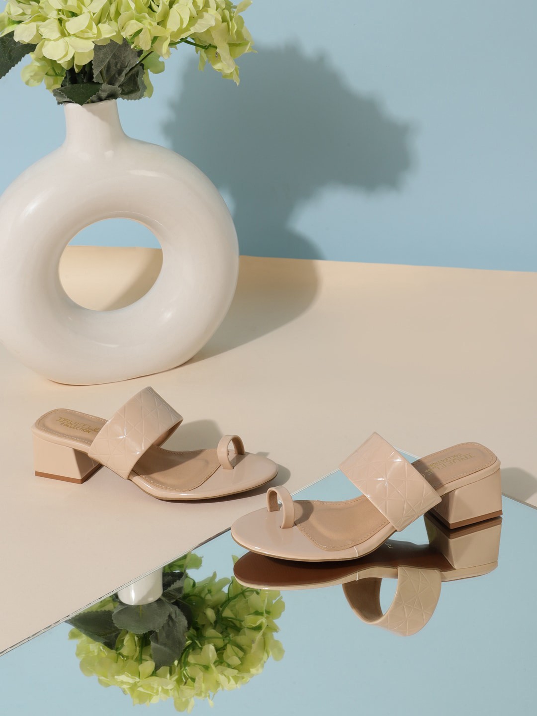 

Truffle Collection Textured One Toe Block Heels, Cream