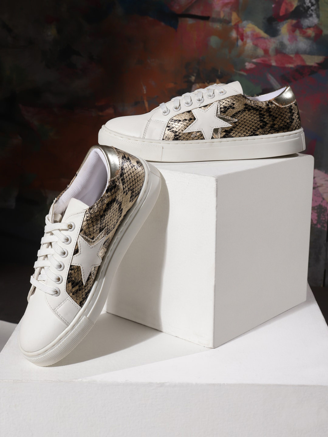 

Truffle Collection Women Animal Printed Sneakers, White