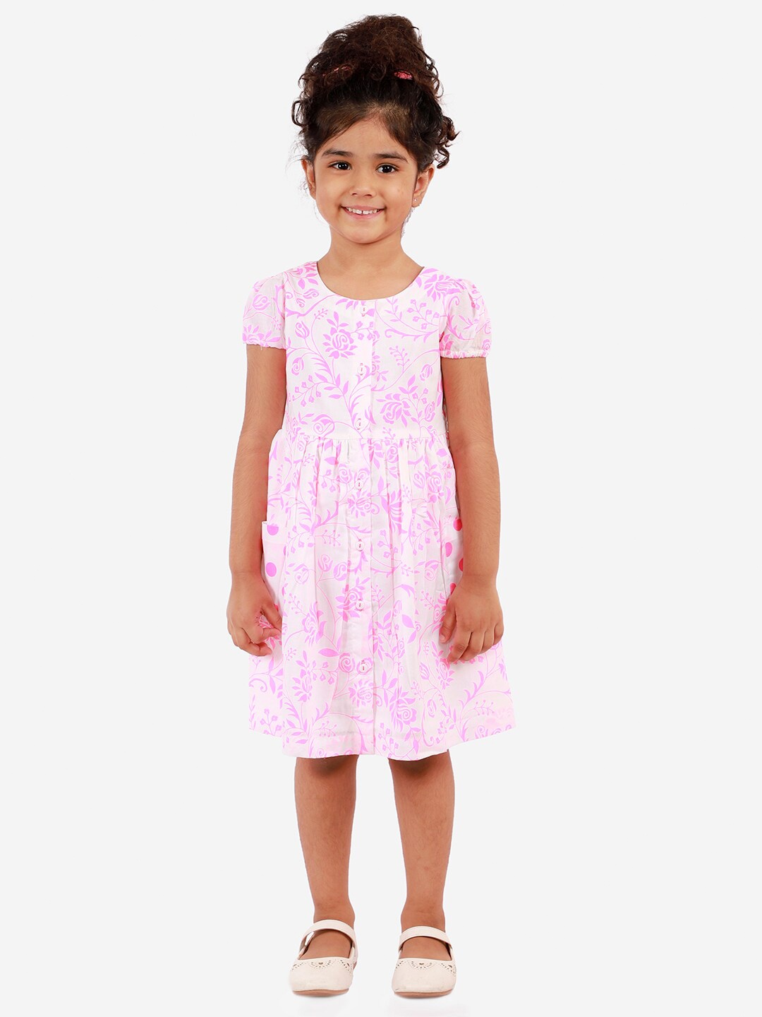 

LIL DRAMA Infant Girls Floral Printed Fit & Flare Dress, Pink