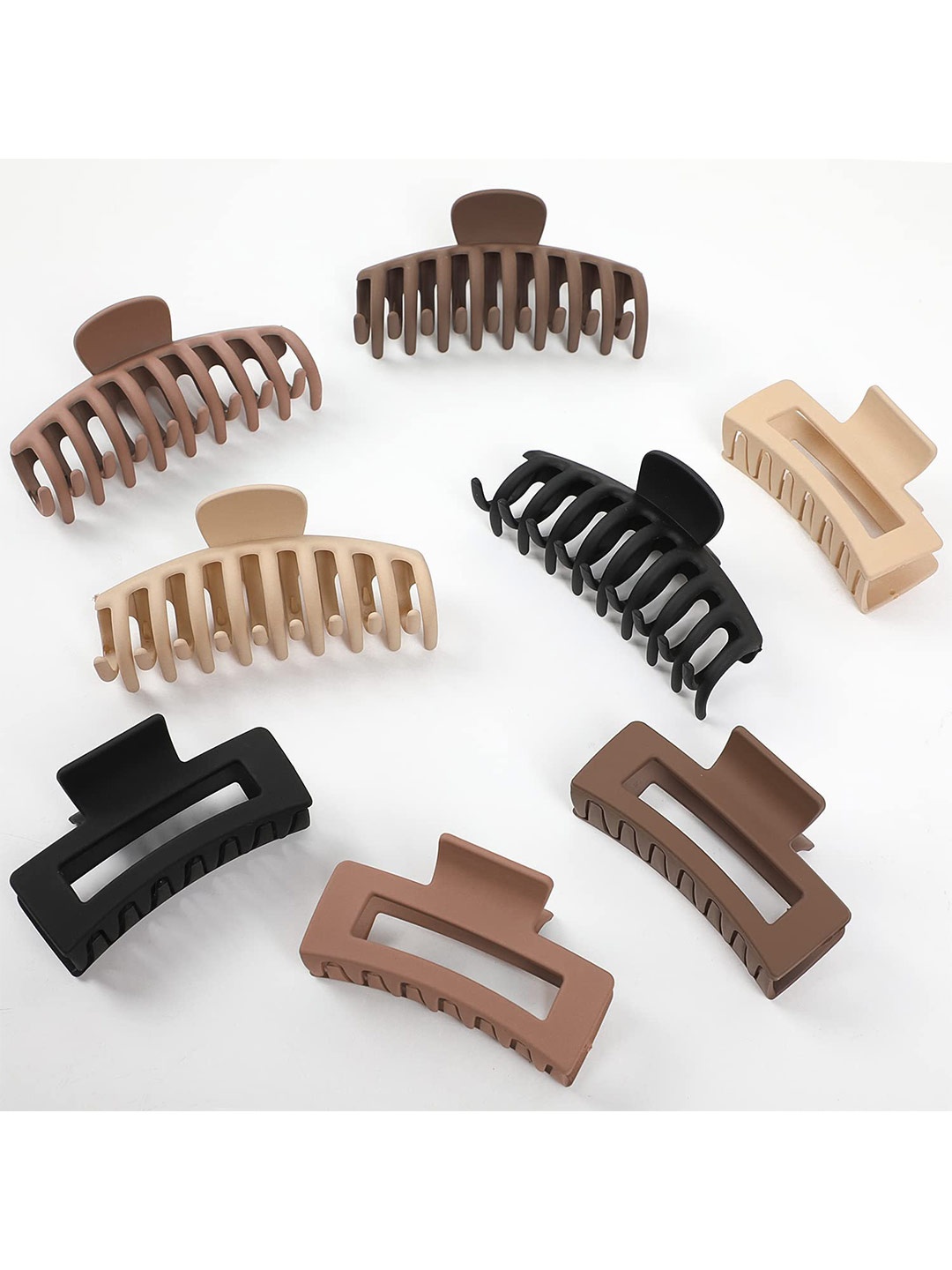 

Krelin Women Set Of 8 Solid Plastic Claw Clips, Brown