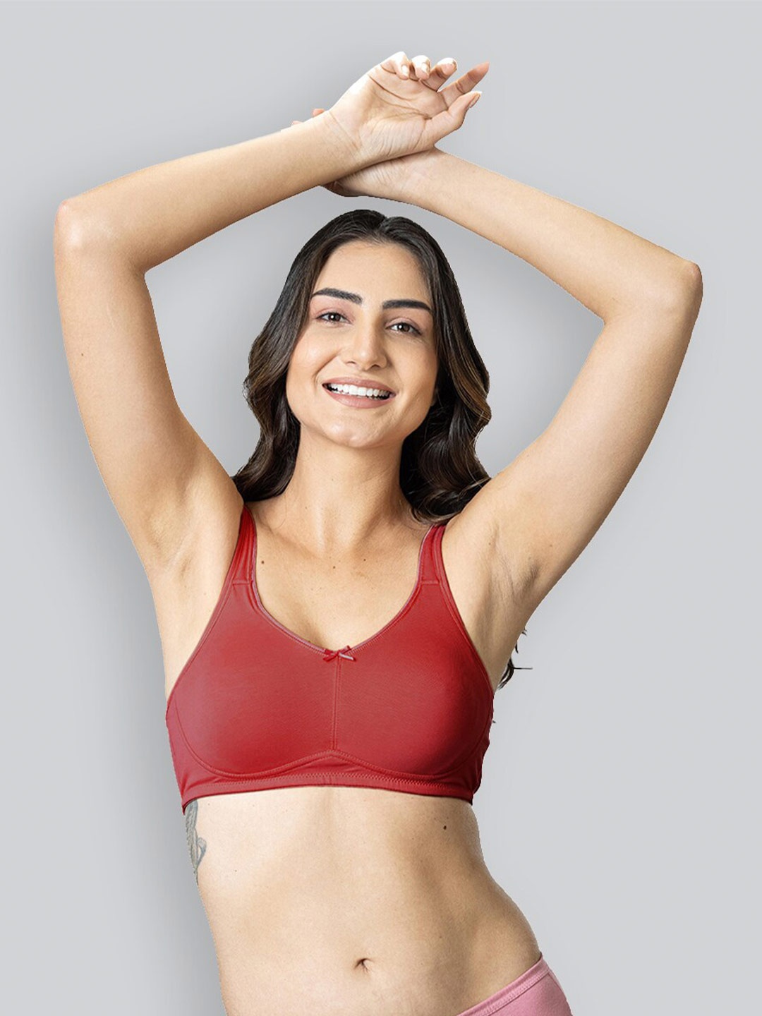 

LYRA Cotton Spandex Full Coverage Secret Support Bra, Red