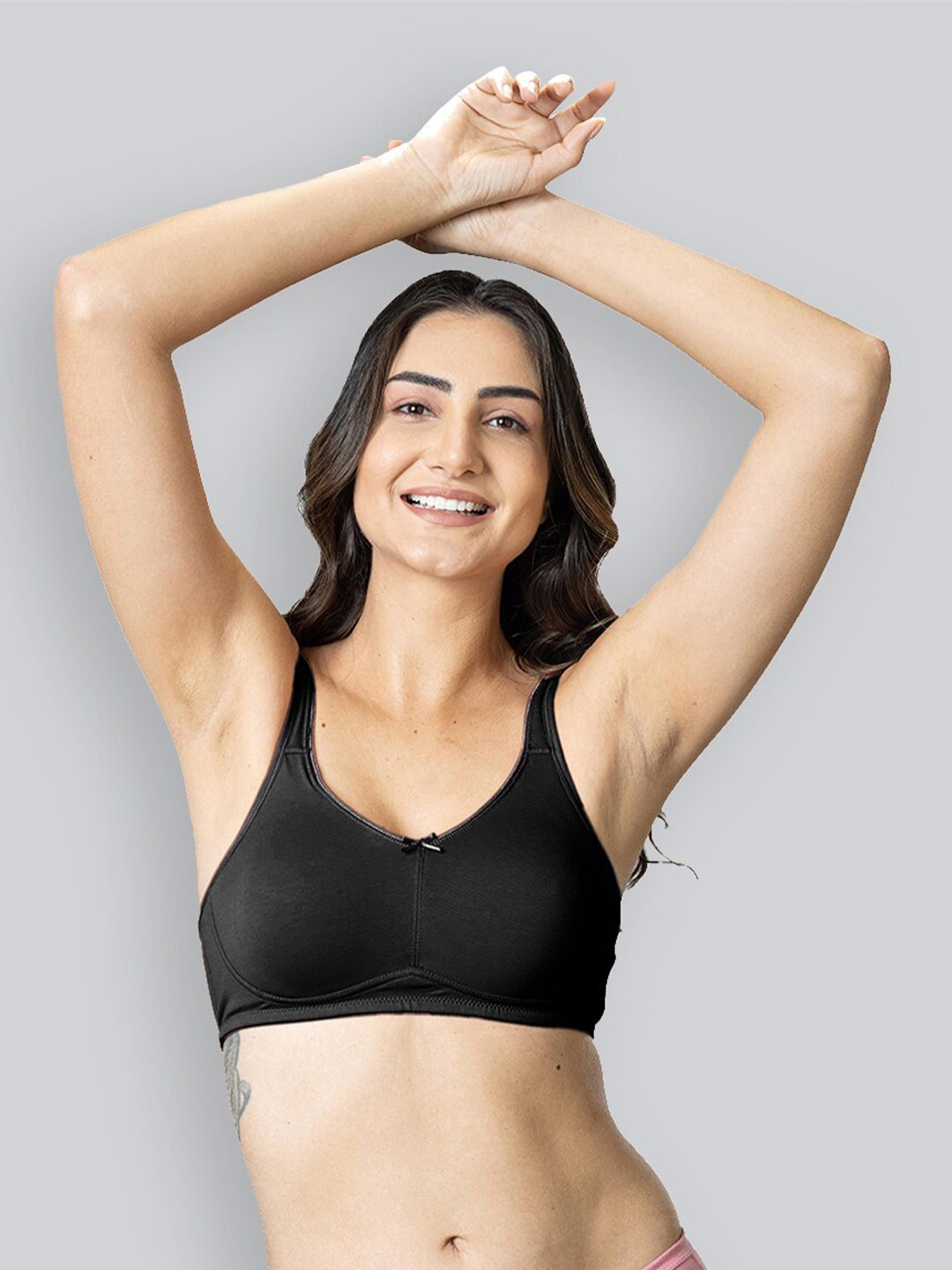 

LYRA Cotton Spandex Full Coverage Secret Support Bra, Black