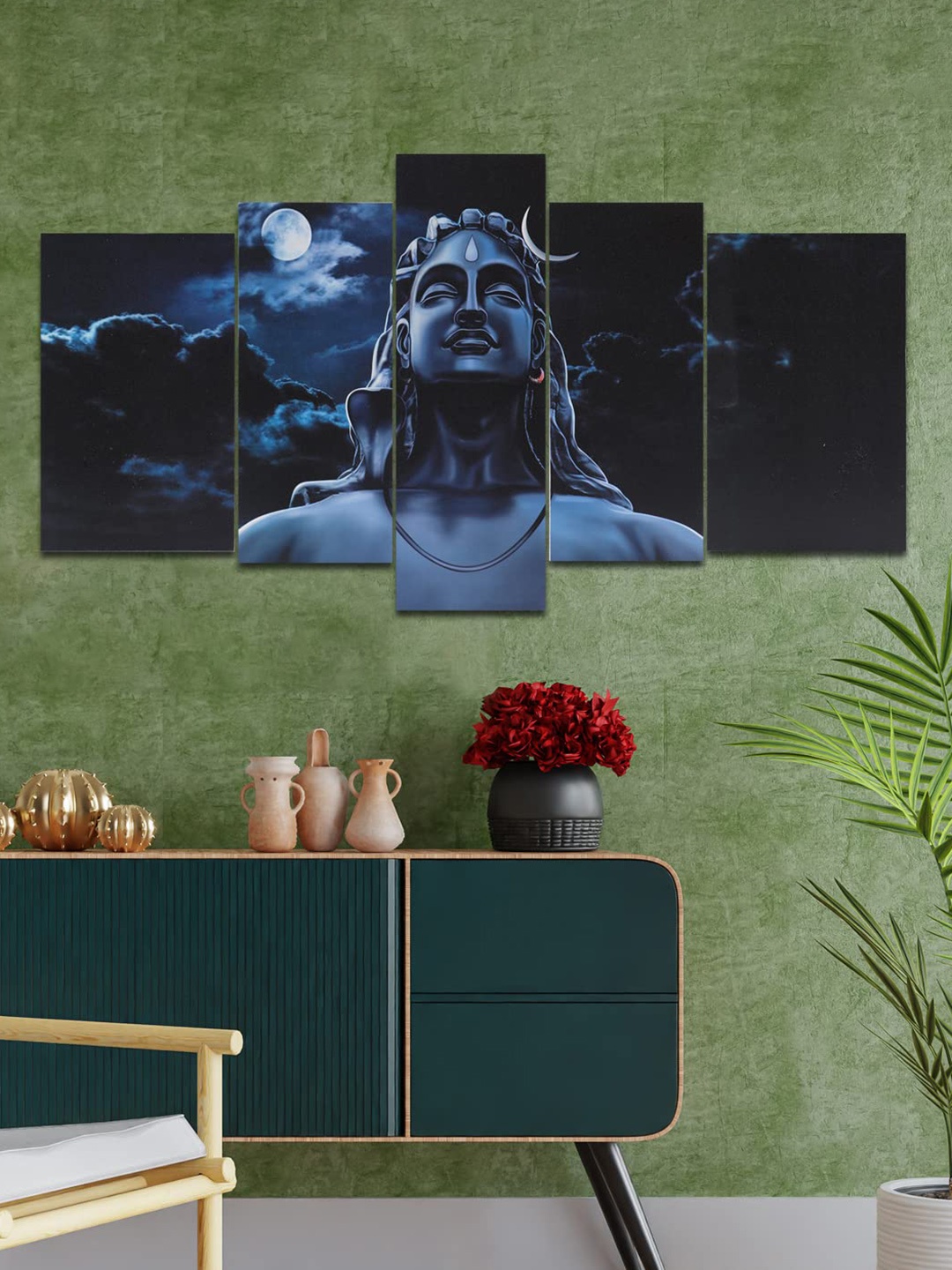 

Perpetual 5 Pcs Blue Adiyogi Painting Wall Art