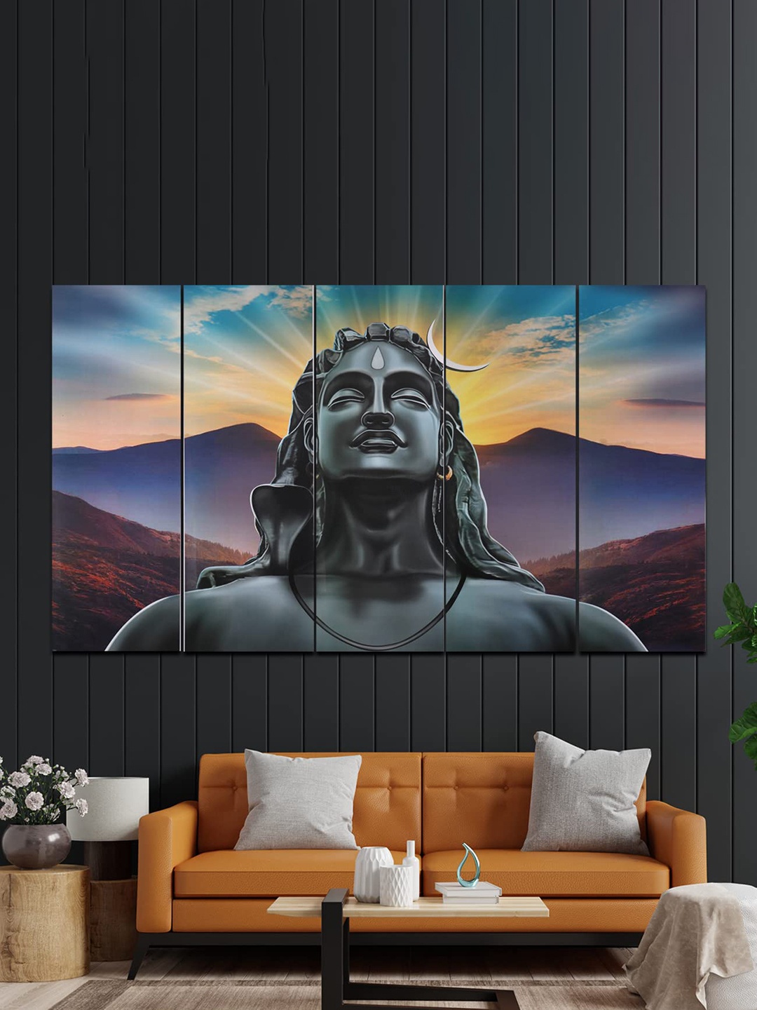 

Perpetual Grey Set of 5 Adiyogi Wall Painting