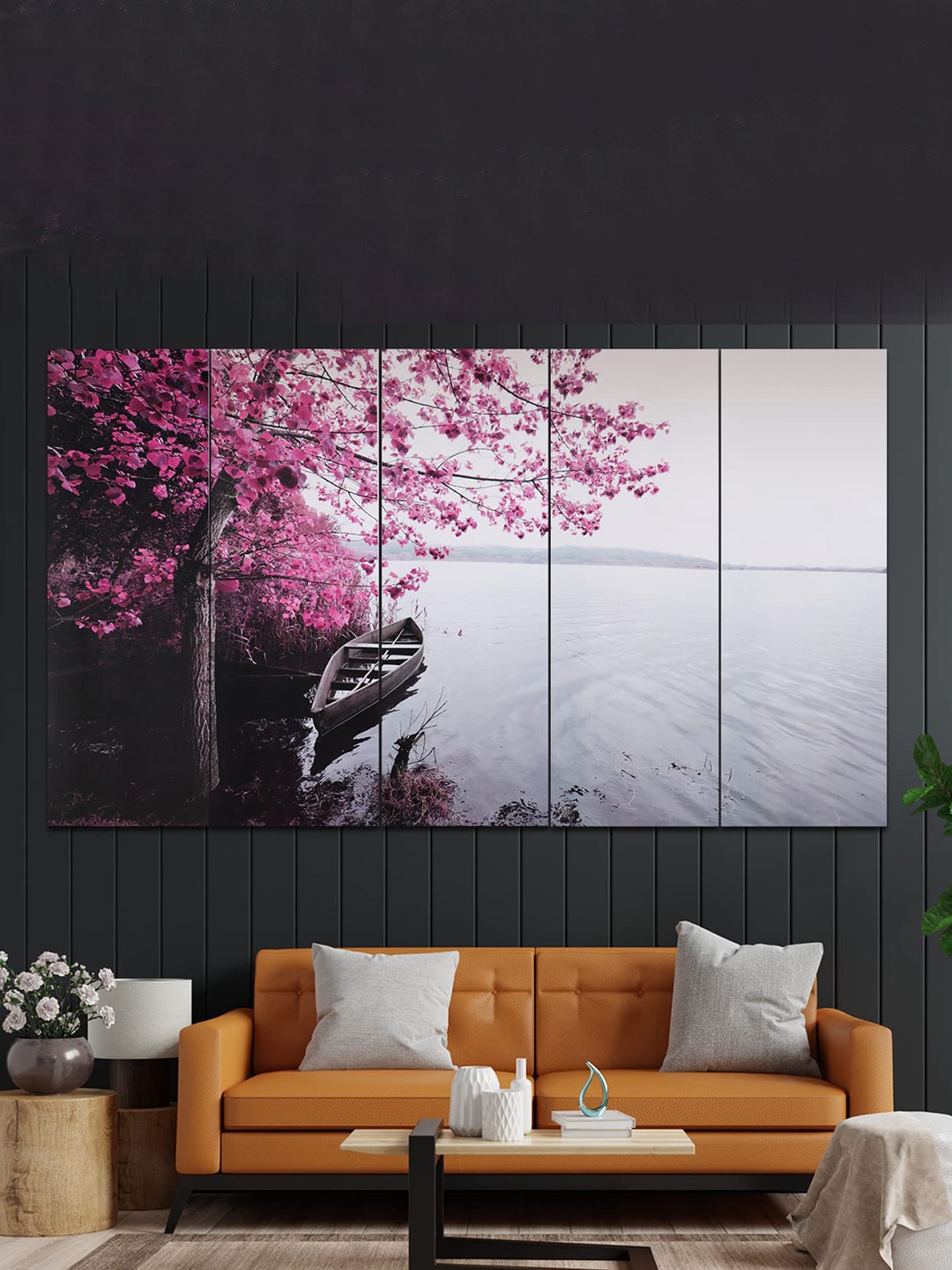 

Perpetual Pink & White 5 Pieces Nature Wall Paintings