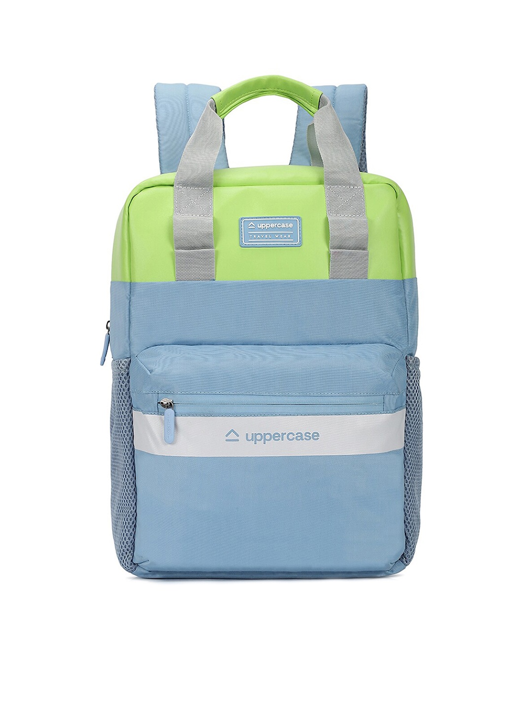 

uppercase Vegan Leather Colourblocked Laptop Backpack, Turquoise blue