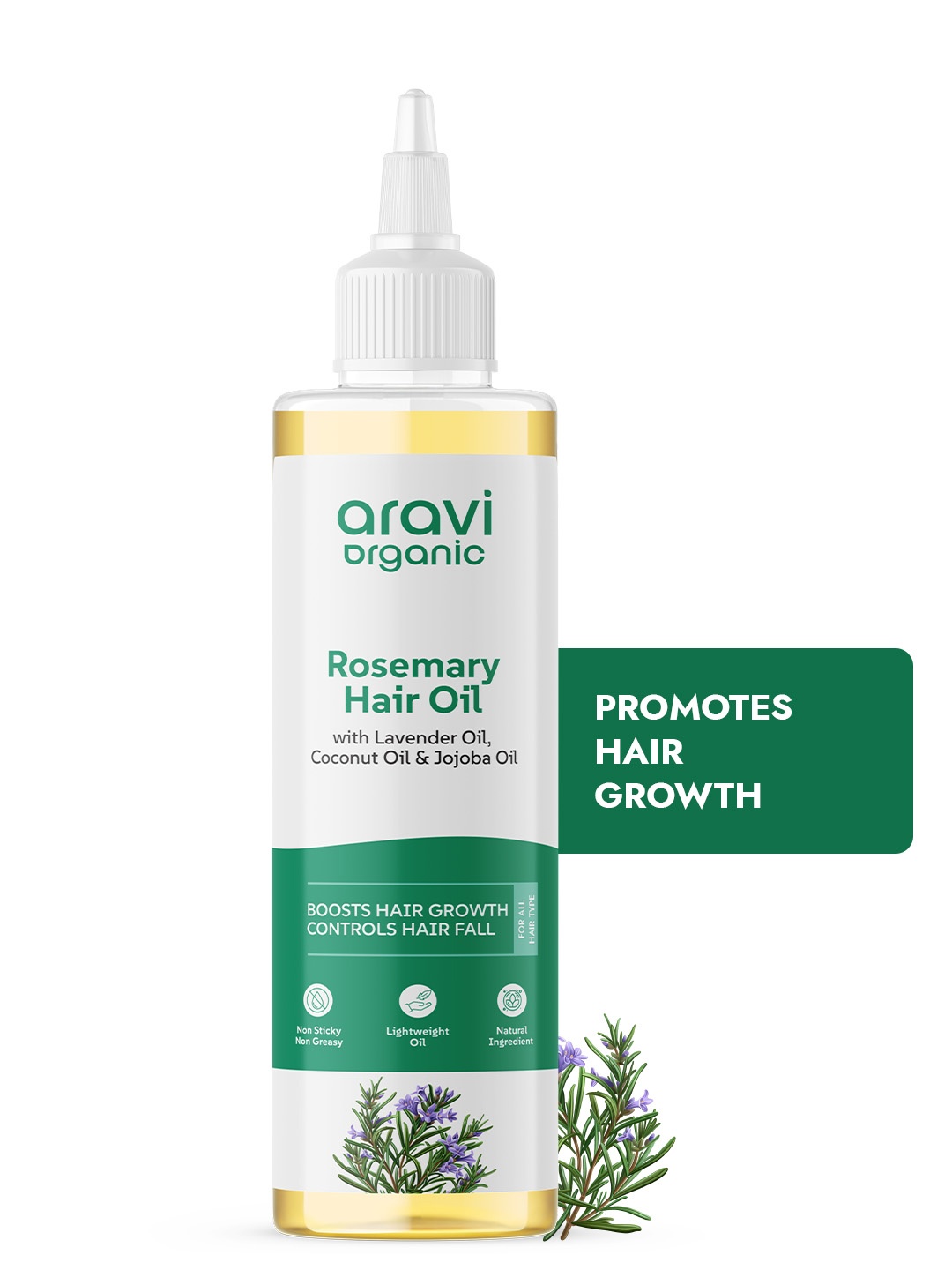 

Aravi Organic Pure & Natural Rosemary Lavender Hair Oil for Healthy Hair, Scalp - 200 ml, Transparent