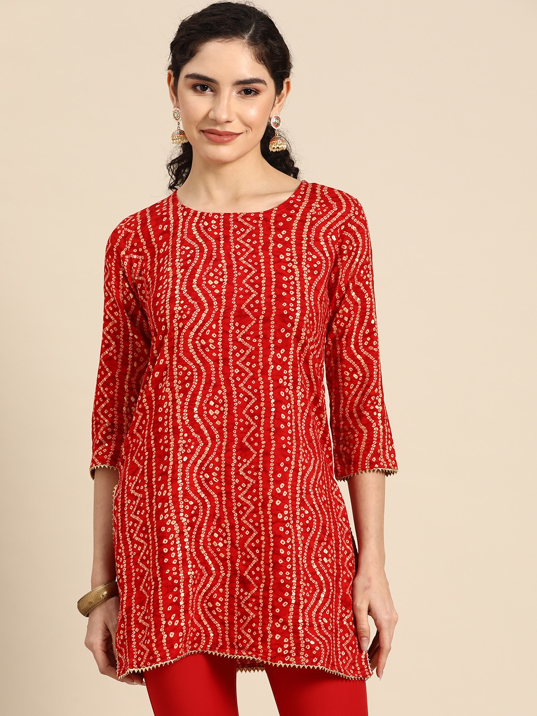 

Prakhya Bandhani Printed Kurta, Red